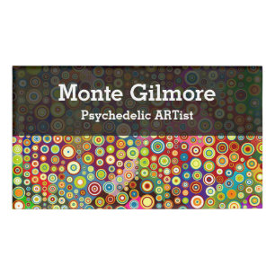 Colourful retro spots pattern I + your ideas Name Tag