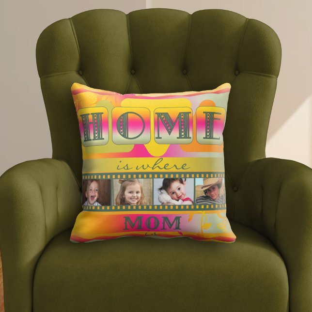 Colourful Retro Spring Mum Photo Pillow (Creator Uploaded)