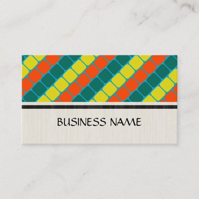 Colourful Retro Squares Modern Geometric Pattern 2 Business Card (Front)