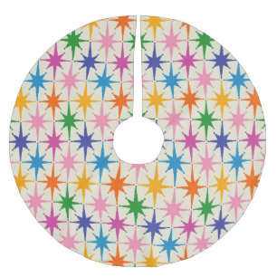 Colourful Retro Starbursts Mid Century Modern  Brushed Polyester Tree Skirt