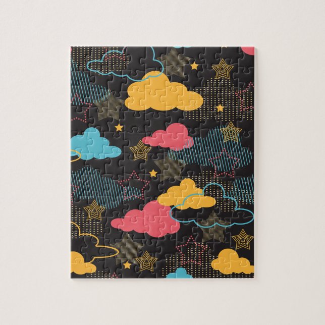 Colourful Retro Starry Sky Art Pattern II Jigsaw Puzzle (Vertical)