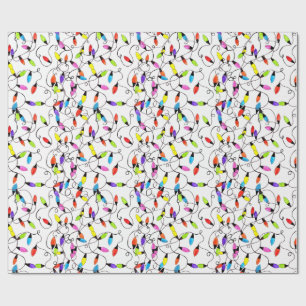 Colourful retro string lights  wrapping paper