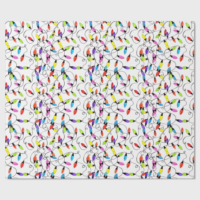 Colourful retro string lights  wrapping paper (Flat)
