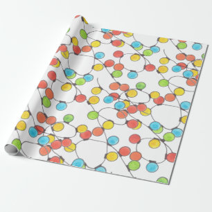 Colourful retro string lights wrapping paper