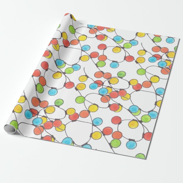 Colourful retro string lights  wrapping paper (Unrolled)