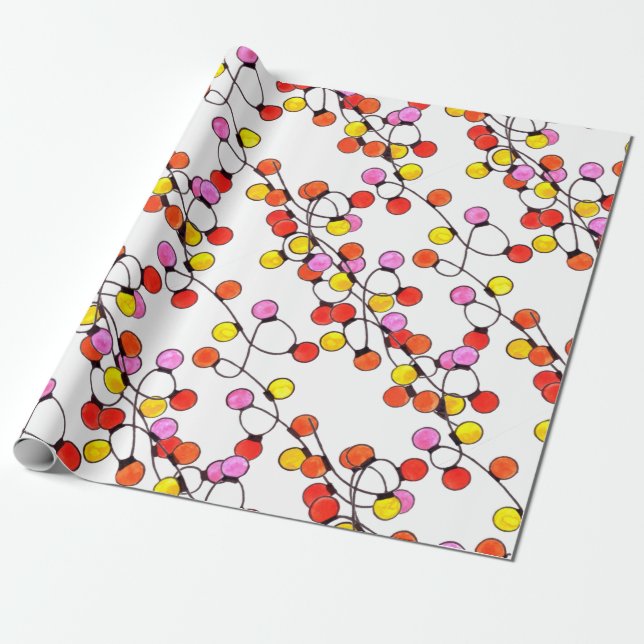 Colourful retro string lights  wrapping paper (Unrolled)