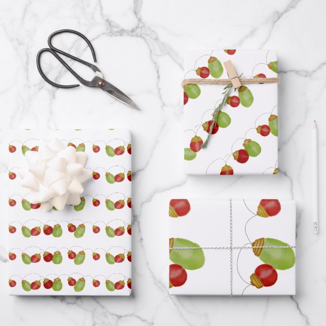 Colourful retro string lights  wrapping paper shee (Front)