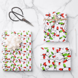 Colourful retro string lights  wrapping paper shee