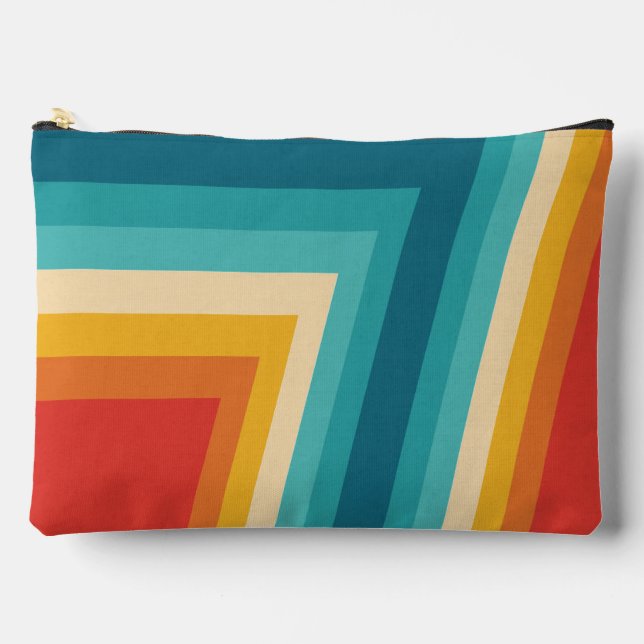 Colourful Retro Stripe -  70s, 80s Design Accessory Pouch (Front)