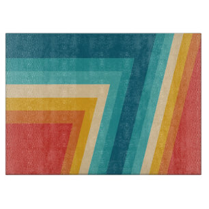 Colourful Retro Stripe -  70s, 80s Design Cutting Board