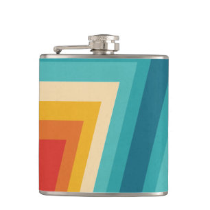 Colourful Retro Stripe - 70s, 80s Design Hip Flask