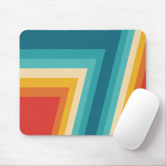 Colourful Retro Stripe - 70s, 80s Design Mouse Mat
