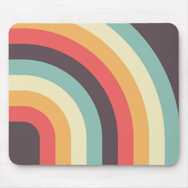 Colourful Retro Stripe -  70s, 80s Design Mouse Pa Mouse Mat (Front)