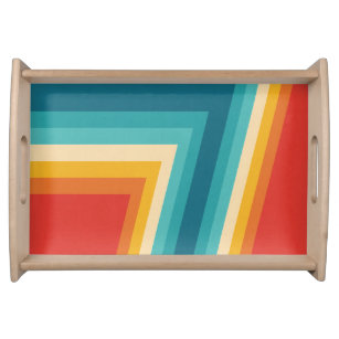 Colourful Retro Stripe -  70s, 80s Design Serving Tray