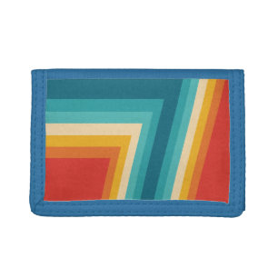 Colourful Retro Stripe -  70s, 80s Design Trifold Wallet