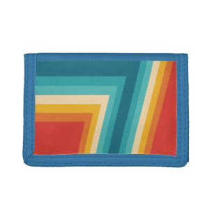 Colourful Retro Stripe -  70s, 80s Design Trifold Wallet