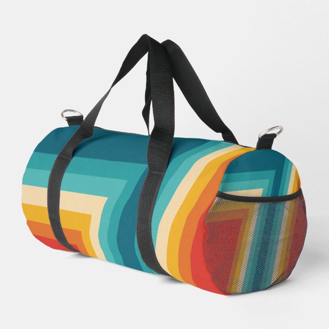 Colourful Retro Stripe -  70s, 80s Duffle Bag (Right Corner)