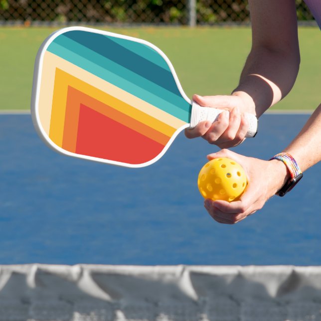 Colourful Retro Stripe - 70s, 80s  Pickleball Paddle (Insitu)