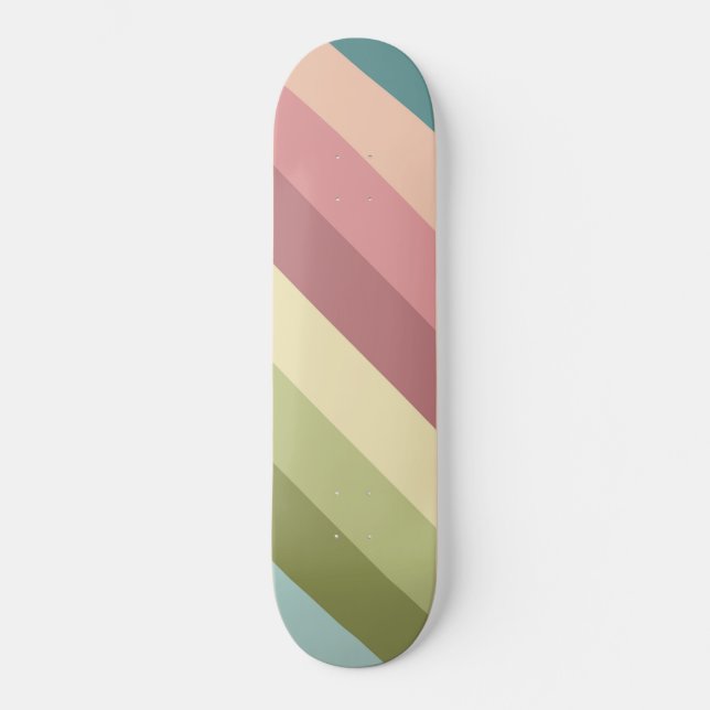 Colourful Retro Stripe Pattern Skateboard (Front)