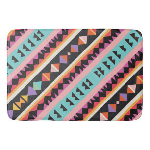 Colourful retro Striped Pattern mix Bath Mat
