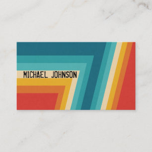 Colourful Retro Stripes  -   70s, 80s Design Business Card