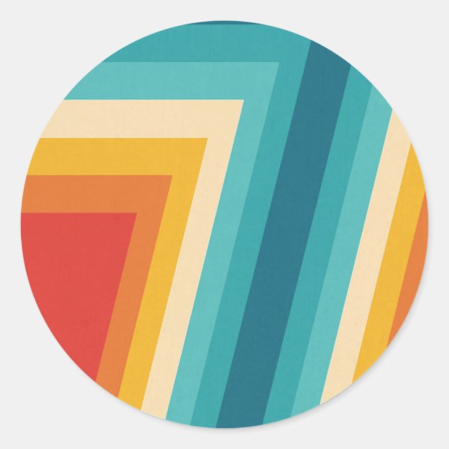 Colourful Retro Stripes  -   70s, 80s Design Classic Round Sticker (Front)
