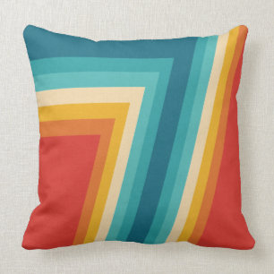Colourful Retro Stripes  -   70s, 80s Design Cushion