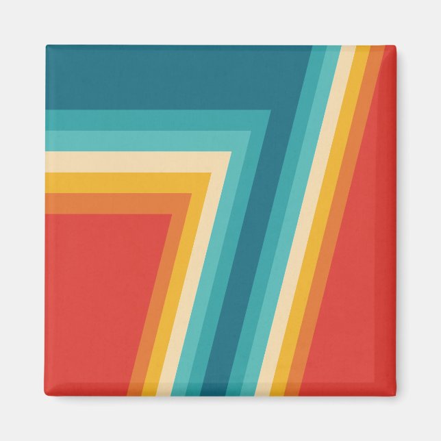 Colourful Retro Stripes  -   70s, 80s Design Magnet (Front)