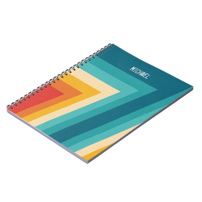 Colourful Retro Stripes  -   70s, 80s Design Notebook (Left Side)