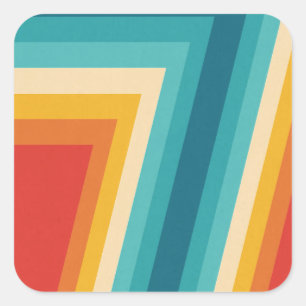Colourful Retro Stripes  -   70s, 80s Design Square Sticker
