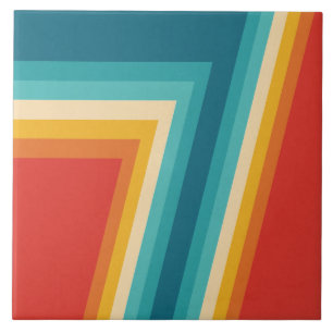 Colourful Retro Stripes - 70s, 80s Design Tile