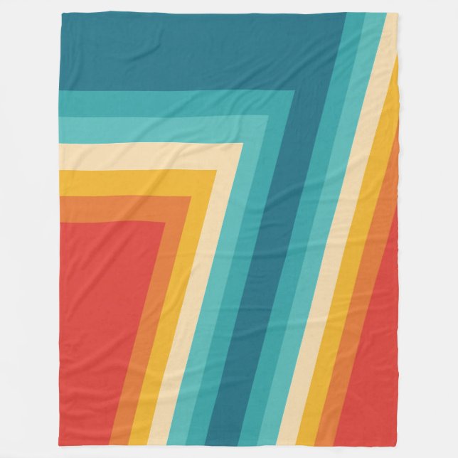 Colourful Retro Stripes - 70s, 80s  Fleece Blanket (Front)