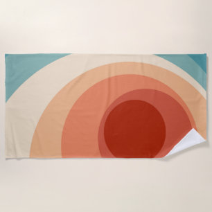 Colourful retro style circles design beach towel