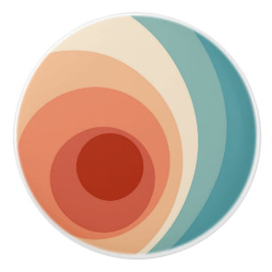 Colourful retro style circles design ceramic knob