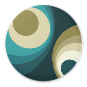 Colourful retro style circles design ceramic knob