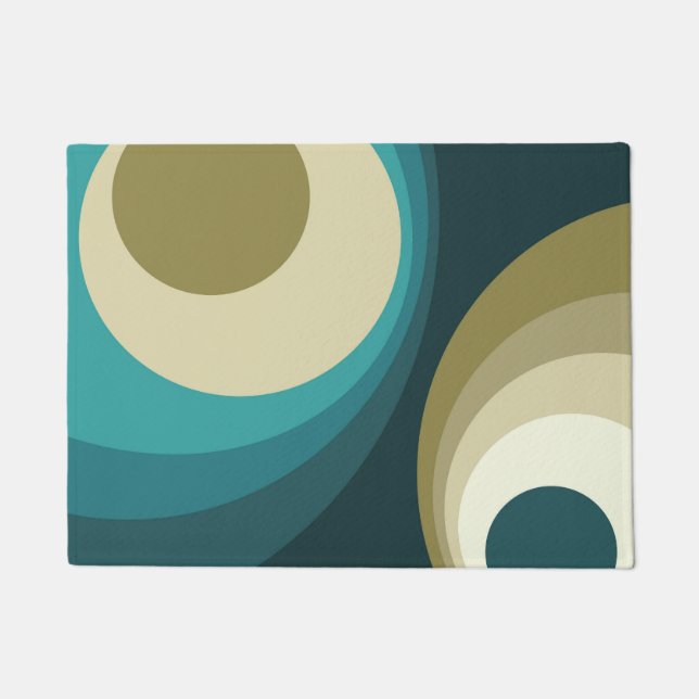 Colourful retro style circles design doormat (Front)