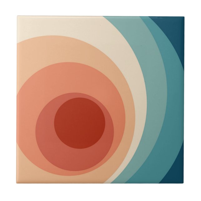 Colourful retro style circles design  tile (Front)