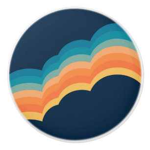 Colourful retro style clouds design ceramic knob