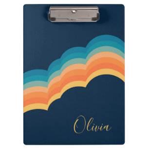 Colourful retro style clouds design clipboard