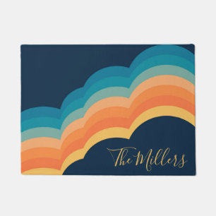 Colourful retro style clouds design doormat