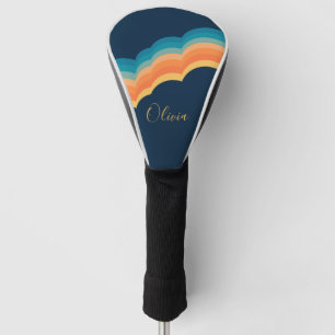 Colourful retro style clouds design golf head cover
