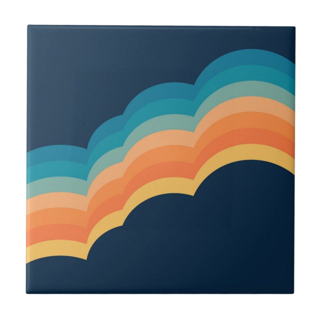 Colourful retro style clouds design tile (Front)