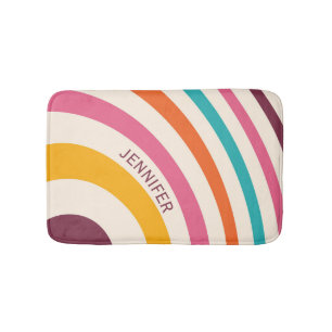 Colourful retro style curves bath mat