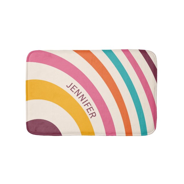 Colourful retro style curves  bath mat (Front)