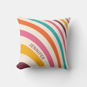 Colourful retro style curves cushion