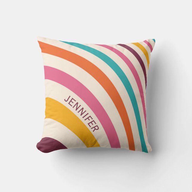 Colourful retro style curves cushion (Front)