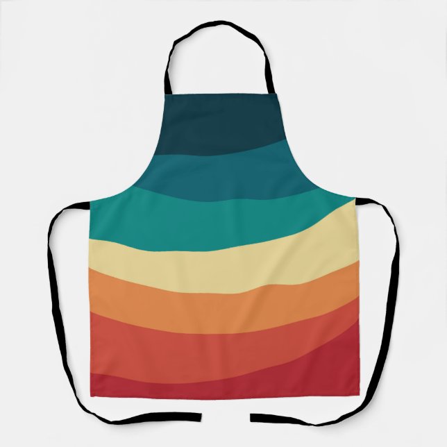 Colourful retro style curves design apron (Front)
