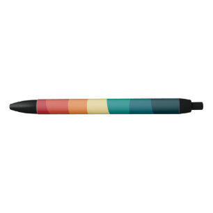 Colourful retro style curves design black ink pen