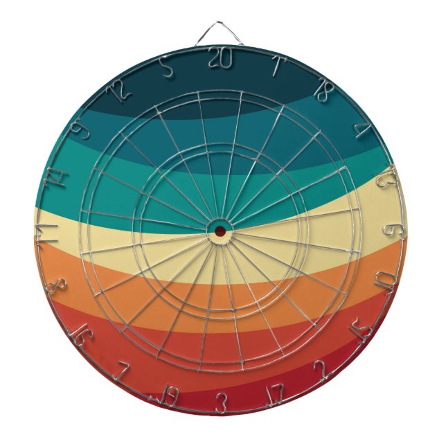Colourful retro style curves design dartboard (Front)