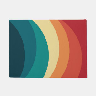 Colourful retro style curves design doormat